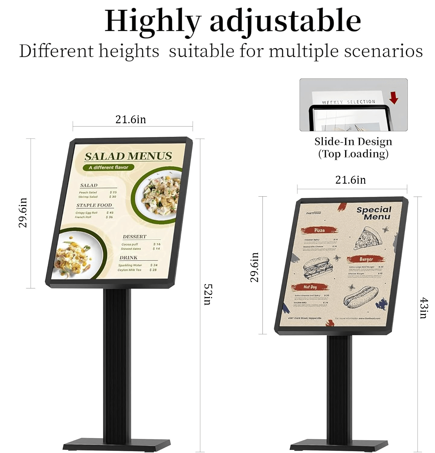 Menu Display Stand – 29x21.6" Aluminum Pedestal with Top - Loading Board for Restaurants, Cafés, Hotels - CrazyAnt