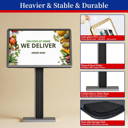 Menu Display Stand – 29x21.6" Aluminum Pedestal with Top - Loading Board for Restaurants, Cafés, Hotels - CrazyAnt