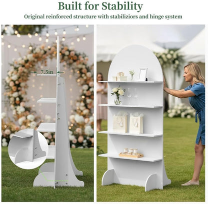 Original Design Wooden Champagne Wall Arch with 4 Shelves for Weddings, Parties & Events - CrazyAnt