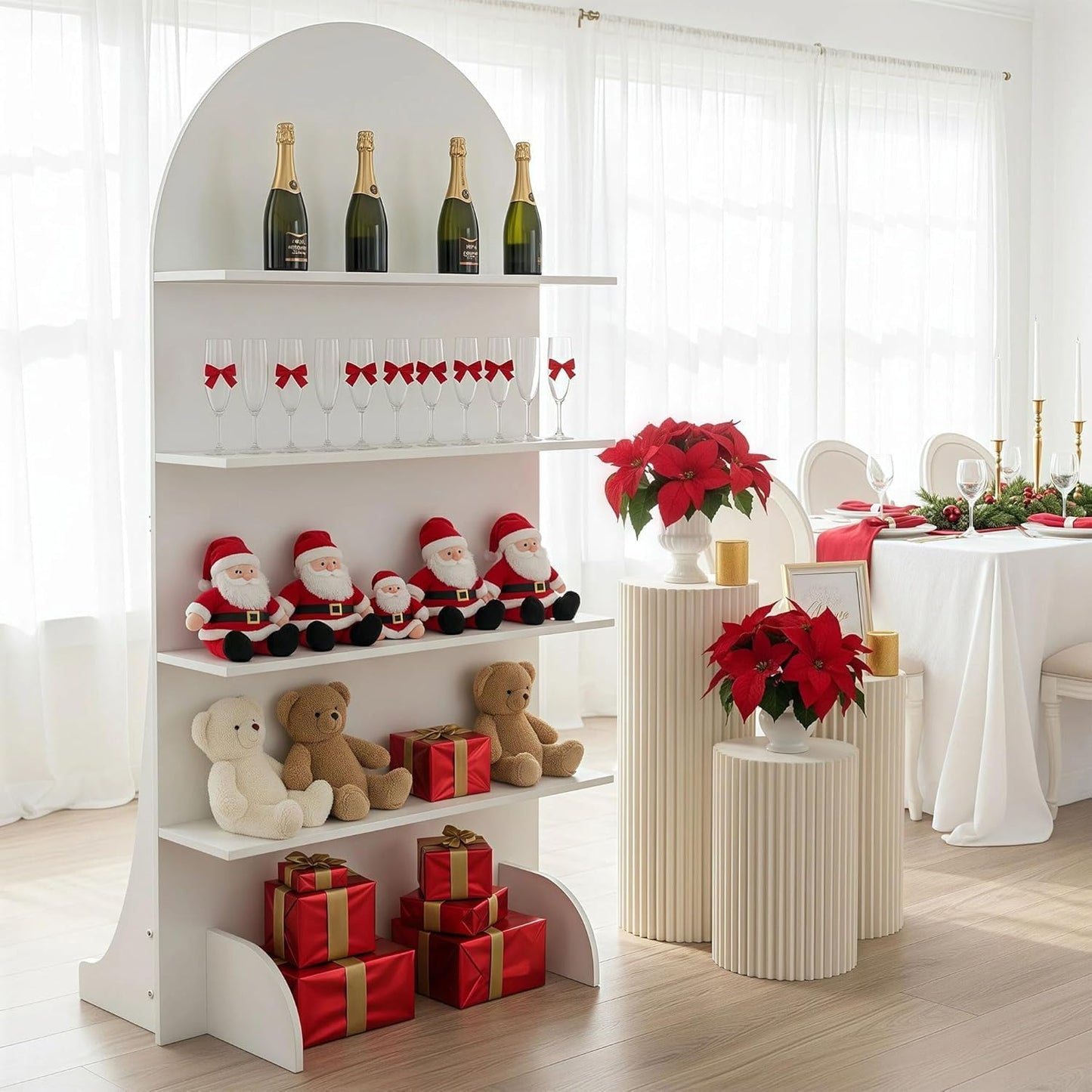 Original Design Wooden Champagne Wall Arch with 4 Shelves for Weddings, Parties & Events - CrazyAnt