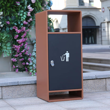 Outdoor Metal Trash Can with Lid – 35" Heavy - Duty Commercial Garbage Bin, Lockable & Weather - Resistant, Dual - Sided Design - CrazyAnt