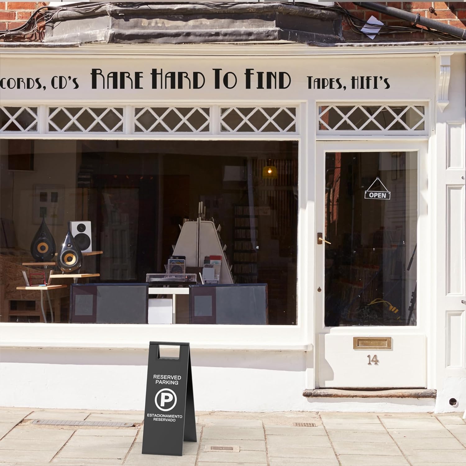 Reserved Parking Sign – Sturdy Foldable Stainless Steel A - Frame, 24" Bilingual Spot Marker in English & Spanish - CrazyAnt