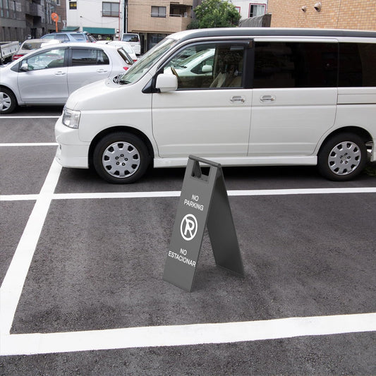 Stainless Steel No Parking Sign – Portable Foldable A - Frame Stand, 2 - Pack - CrazyAnt