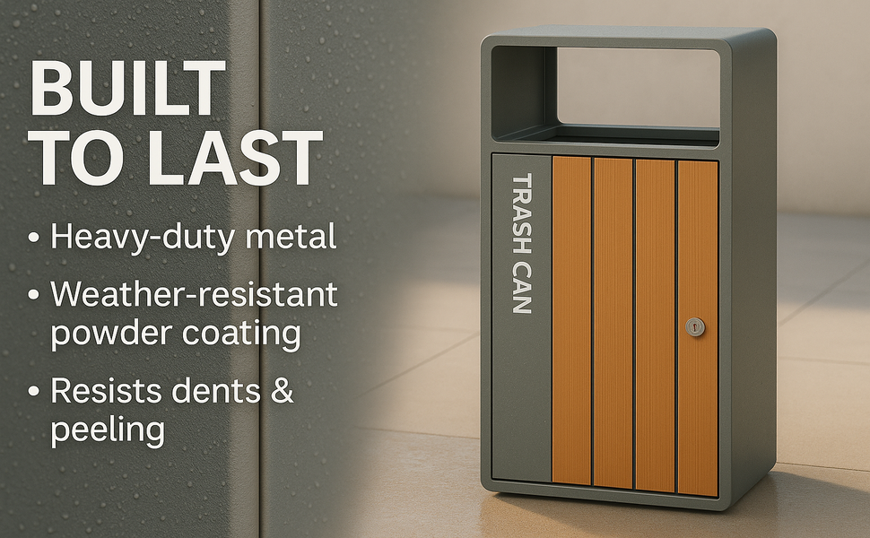 Steel trash cans outdoor with heavy-duty metal construction and weather-resistant powder coating - durable outdoor trash can storage solution