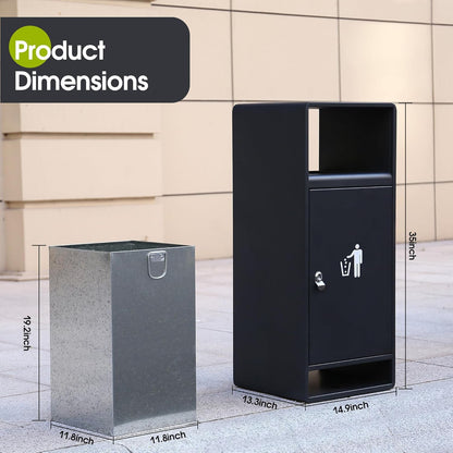 Steel Trash Cans Outdoor with Lid – 35" Heavy - Duty, Lockable & Weather - Resistant - CrazyAnt