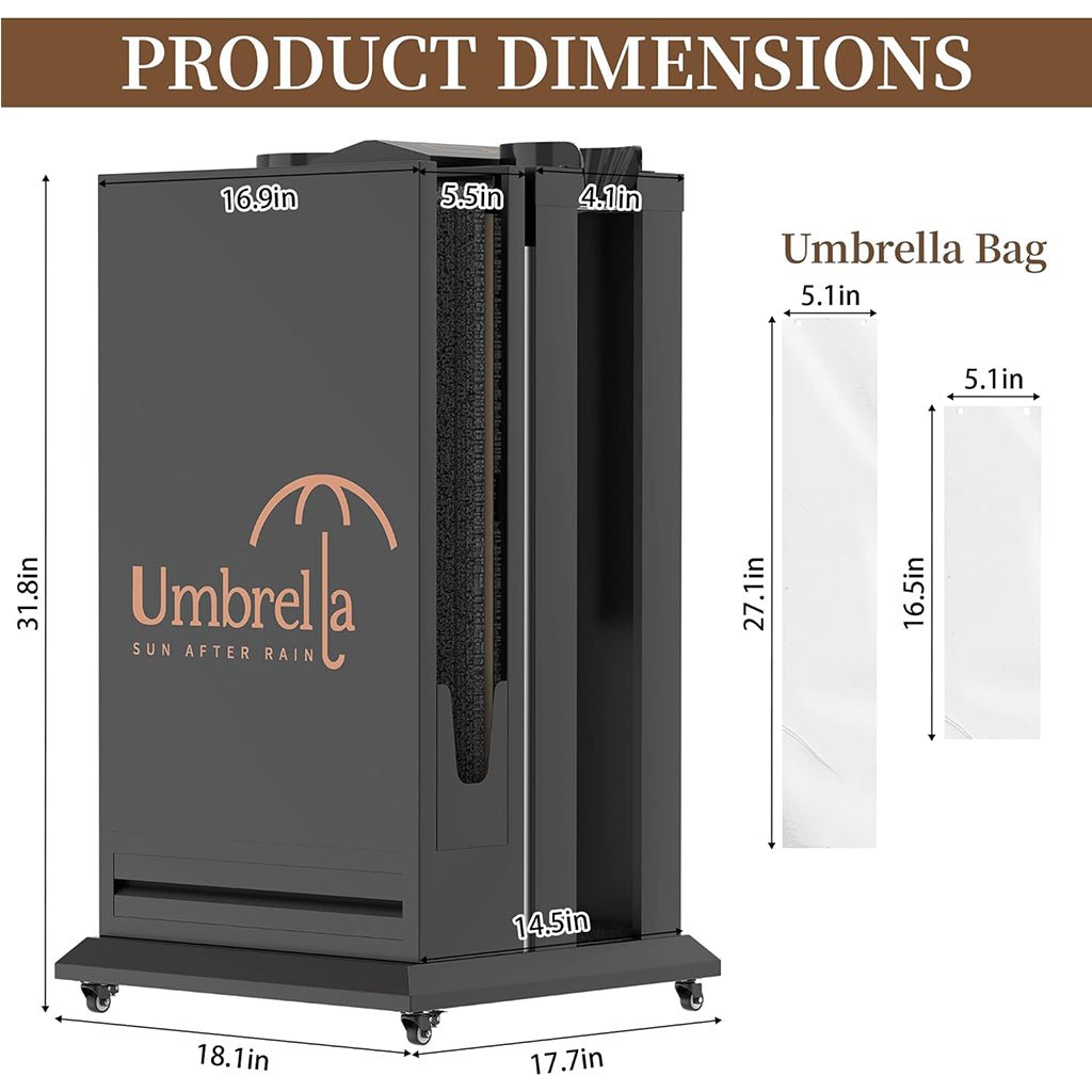 Umbrella Bag Dispenser, Commercial Dual - Slot Wet Wrapper Stand for Long & Short Umbrellas, Metal Organizer for Hotels, Offices & Supermarkets - CrazyAnt