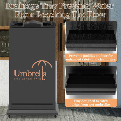 Umbrella Bag Dispenser, Commercial Dual - Slot Wet Wrapper Stand for Long & Short Umbrellas, Metal Organizer for Hotels, Offices & Supermarkets - CrazyAnt