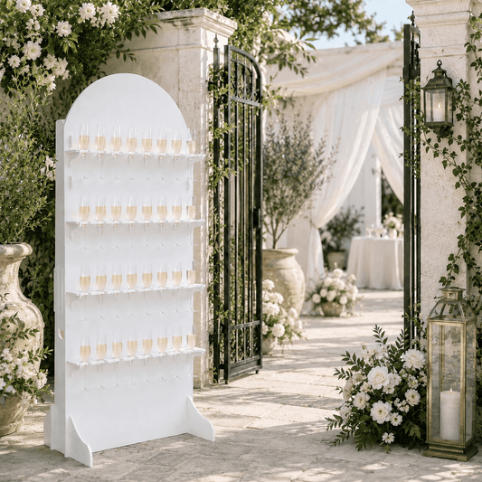 White PVC Champagne Wall Stand, 5.9 ft – 20 or 32 Flutes - CrazyAnt