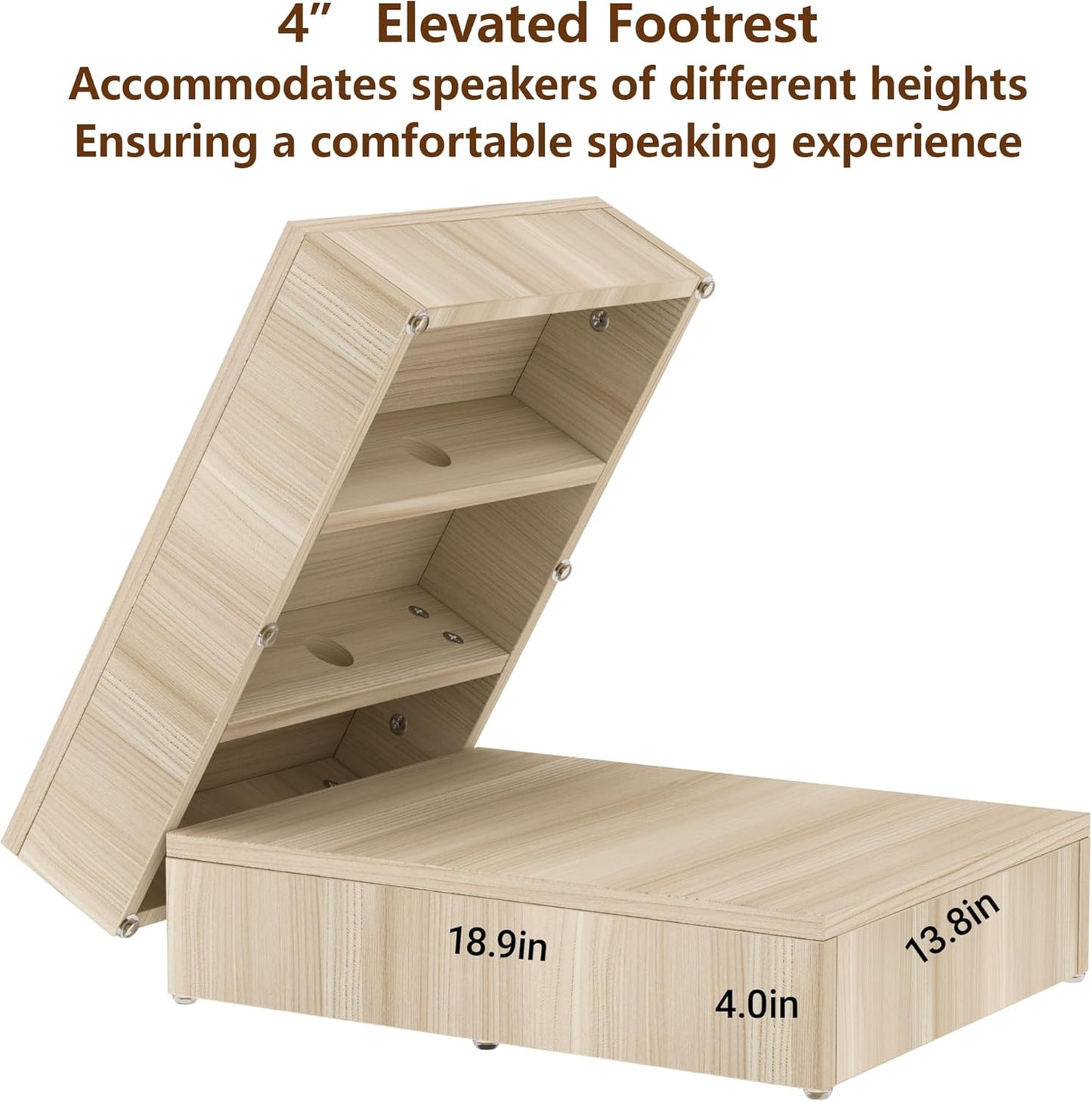 Wooden Mobile Podium Stand with Wheels - 46.5"H White & Black Conference Lectern with Dual Storage and Footrest - CrazyAnt