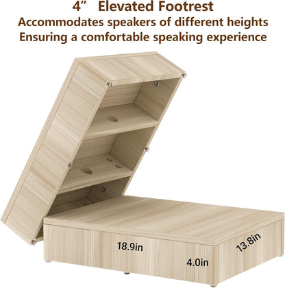 Wooden Mobile Podium Stand with Wheels - 46.5"H White & Black Conference Lectern with Dual Storage and Footrest - CrazyAnt